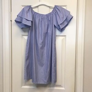 Purple Snow Striped Blue Dress S